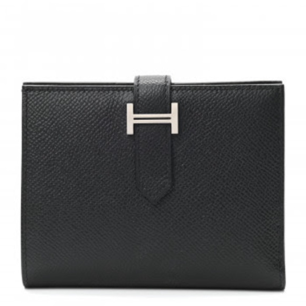 HERMES Epsom Bearn Compact Wallet Black
